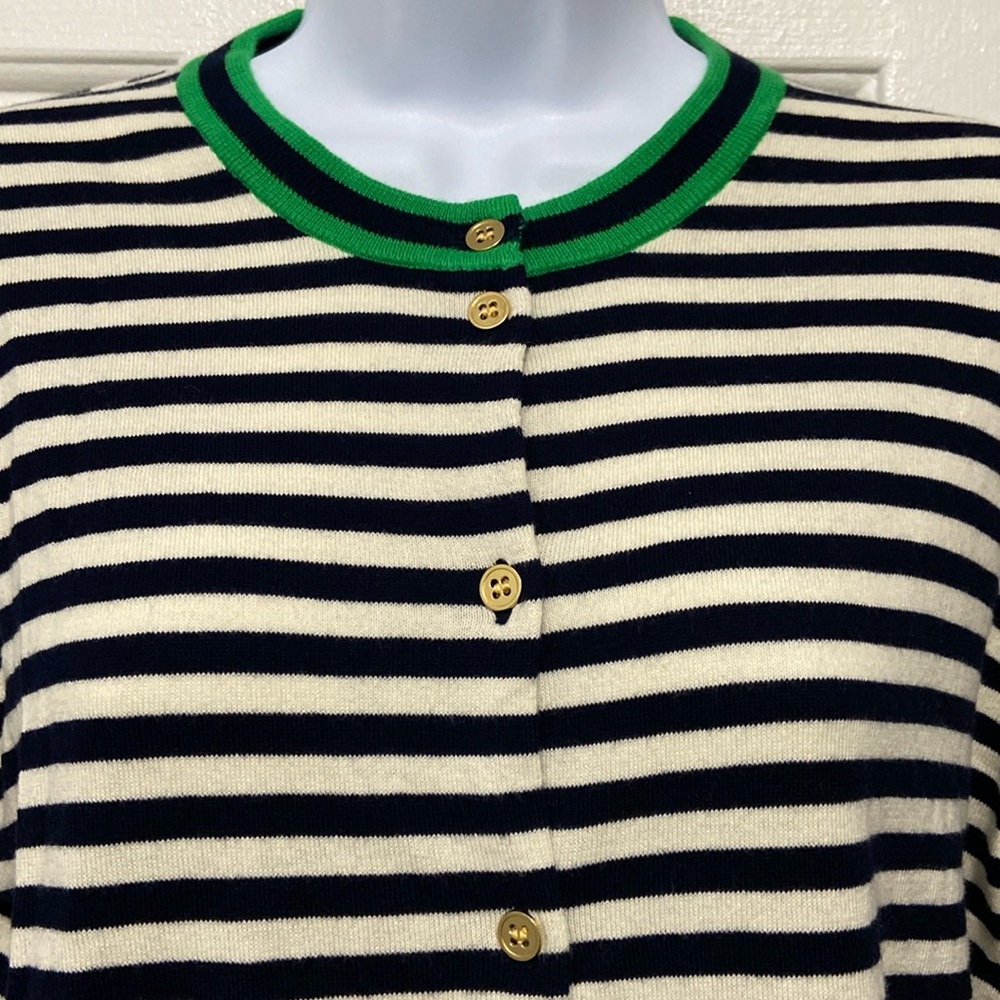 J. Crew Striped Preppy Cardigan Sweater L